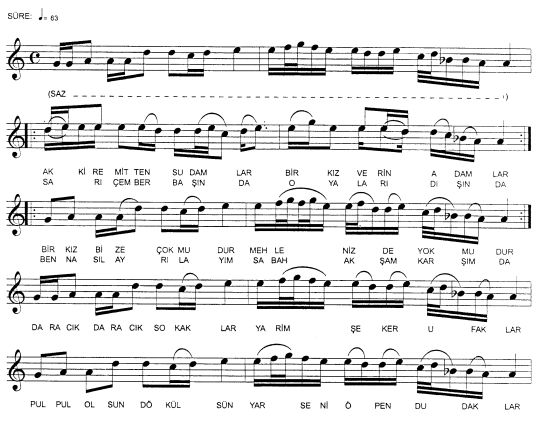 Ak Kiremitten Su Damlar T�rk�s�n�n Notas�