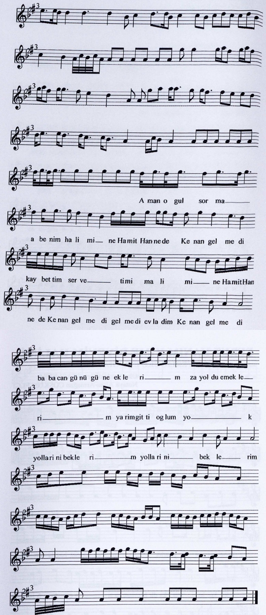 Aman O�ul Sorma Benim Hal�m� T�rk�s�n�n Notas�