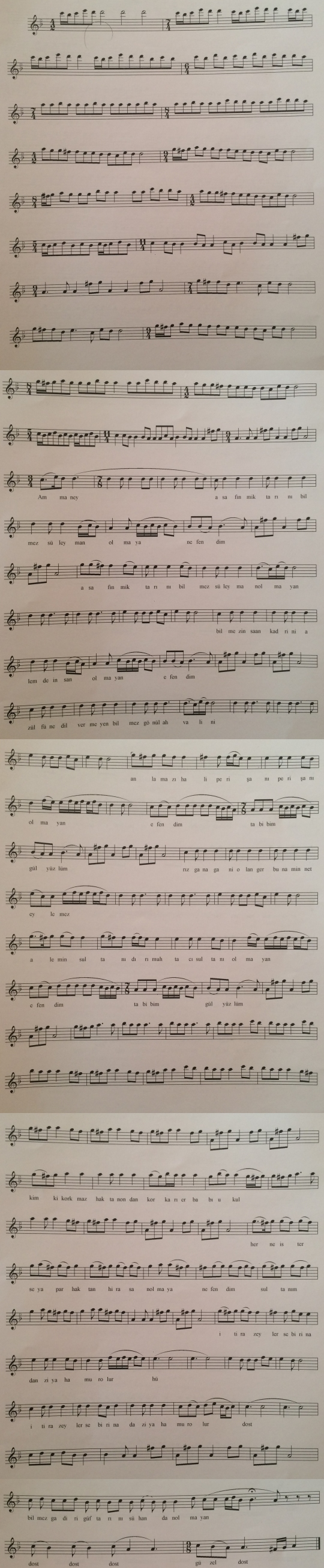 Asaf'�n Miktar�n� Bilmez T�rk�s�n�n (2.Varyant) Notas�