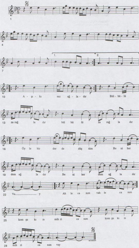A��k� Saz A�lat�r T�rk�s�n�n Notas�