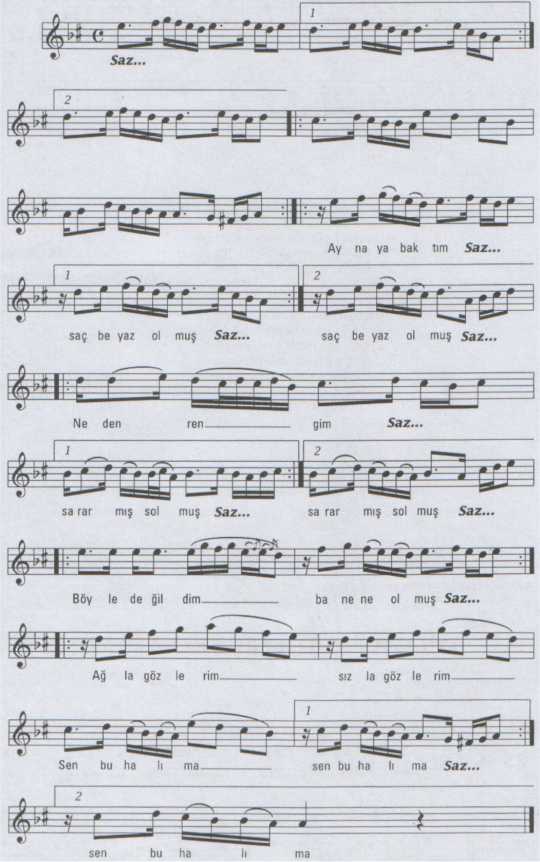 Aynaya Bakt�m Sa� Beyaz Olmu� T�rk�s�n�n Notas�