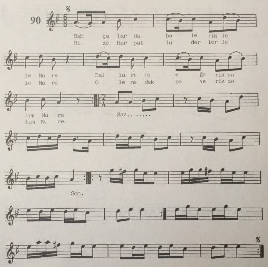 Bah�alarda Bal Er�k T�rk�s�n�n (2.Varyant) Notas�
