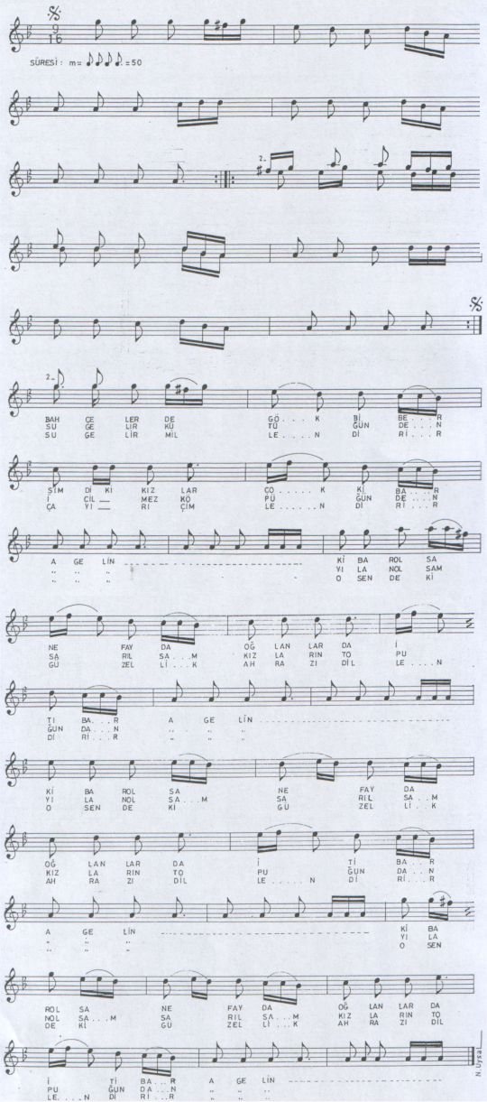 Bah�elerde G�k Biber T�rk�s�n�n Notas�