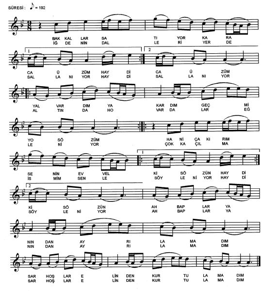 Bakkallar Sat�yor Karaca �z�m T�rk�s�n�n Notas�