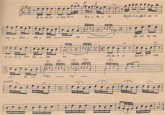 Belik Belik Olmu� Huri K�zlar� T�rk�s�n�n Notas�