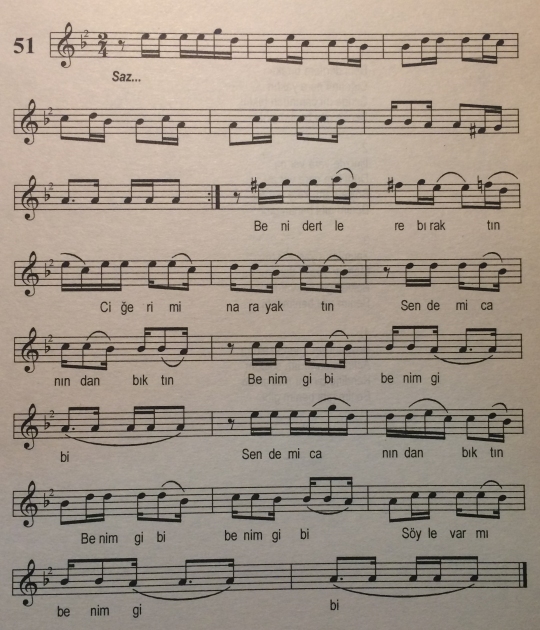 Beni Dertlere B�rakt�n T�rk�s�n�n Notas�