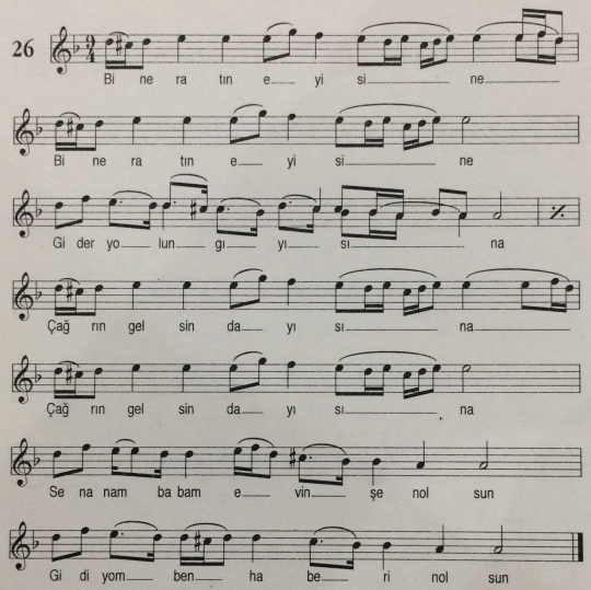 Biner At�n Eyisine T�rk�s�n�n Notas�