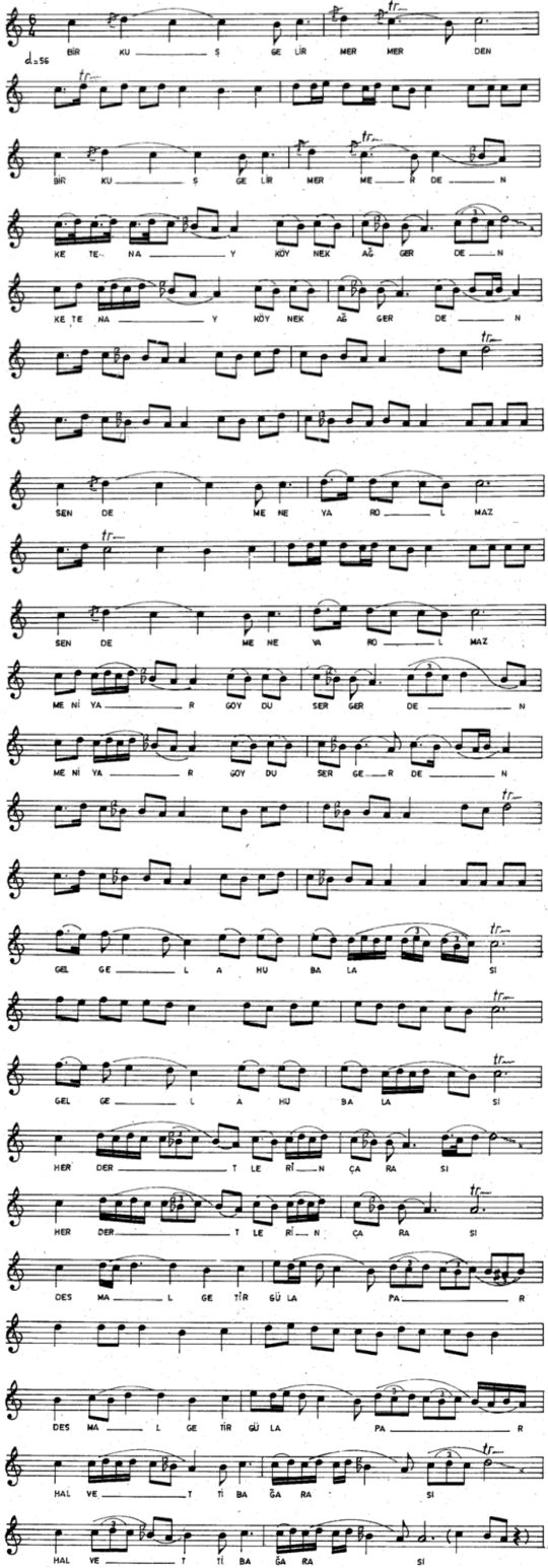 Bir Ku� Gelir Mermerden T�rk�s�n�n Notas�