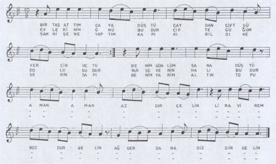 Bir Ta� Att�m �aya D��t� T�rk�s�n�n (1.Varyant) Notas�