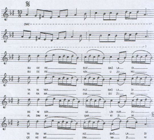 Bu Dere Buz Ba�lad� T�rk�s�n�n (1.Varyant) Notas�