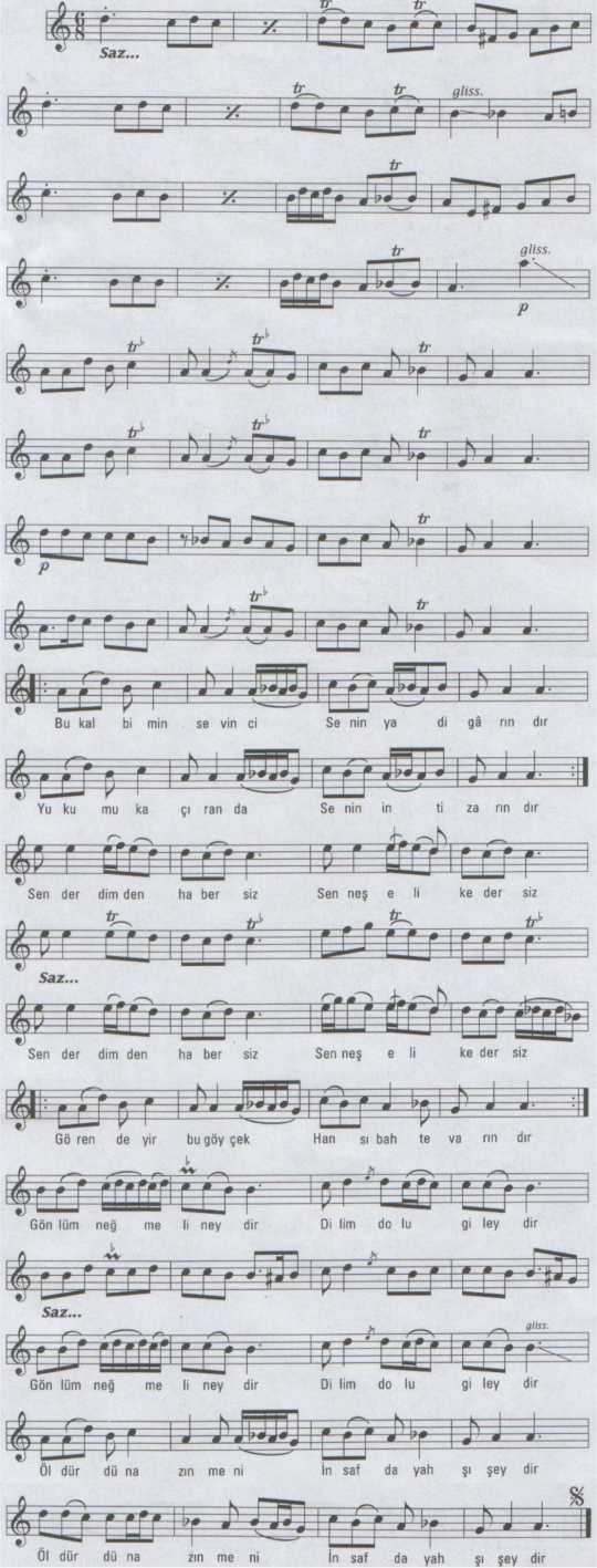 Bu Kalbimin Sevinci T�rk�s�n�n Notas�