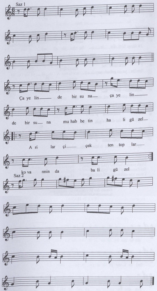 �ayelinde Bir Suna T�rk�s�n�n Notas�