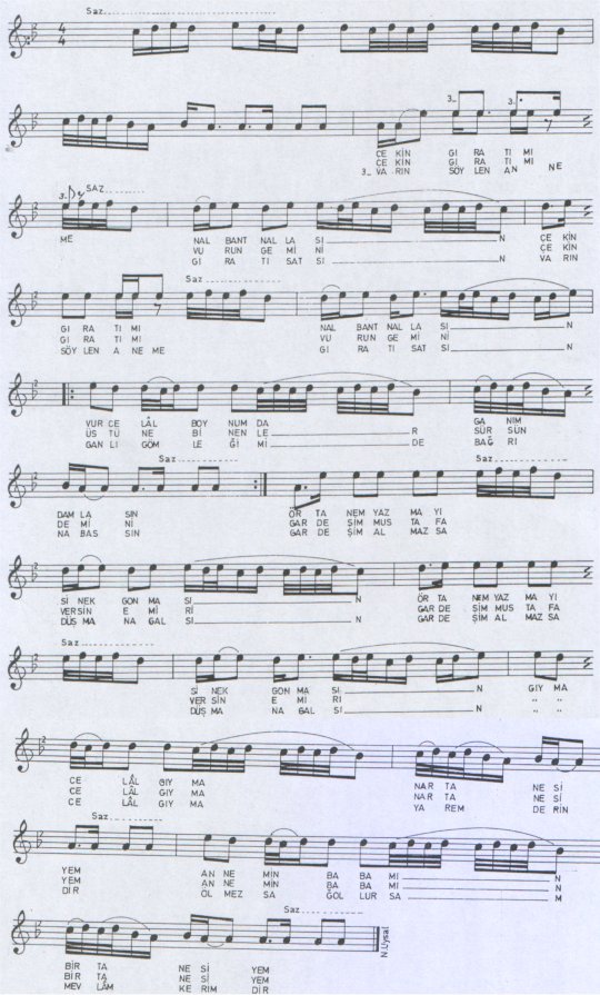 �ekin K�rat�m� (G�yma Celal) T�rk�s�n�n Notas�