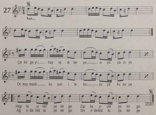 �ekirgeyi Haylad�lar Yaz�ya T�rk�s�n�n (2.Varyant) Notas�
