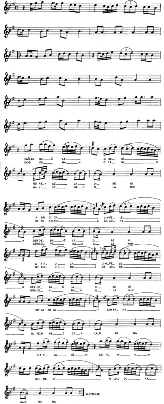 Da�lar Da�lad� Beni T�rk�s�n�n Notas�
