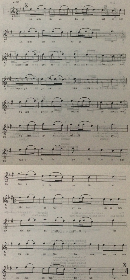 Dam �st�nde Bir G�zel T�rk�s�n�n Notas�