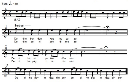 Dedim Dedi T�rk�s�n�n Notas�