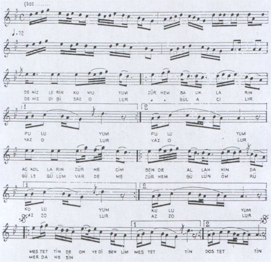 Denizlerin Kumuyum T�rk�s�n�n (1.Varyant) Notas�