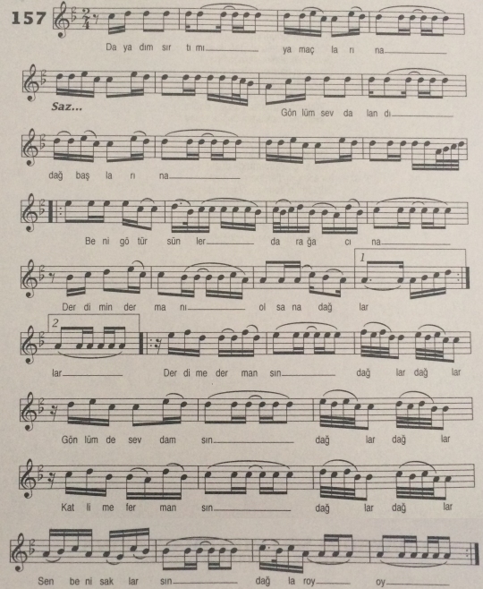 Derdime Dermans�n Da�lar T�rk�s�n�n (2.Varyant) Notas�