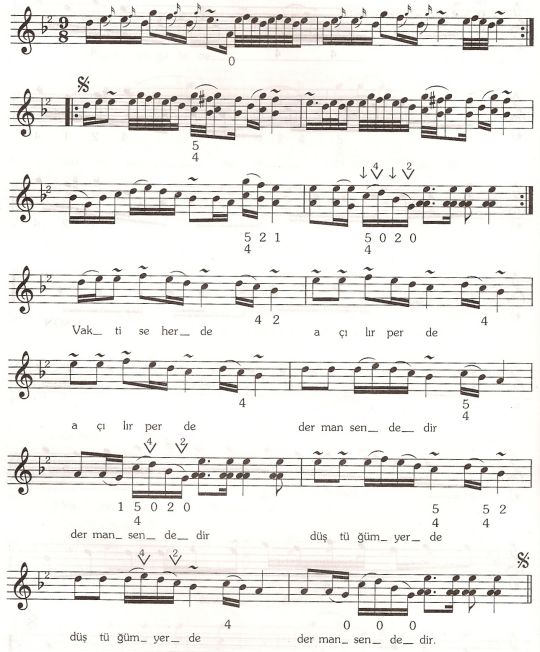 Derman Sendedir (Vakt-i Seherde) T�rk�s�n�n Notas�