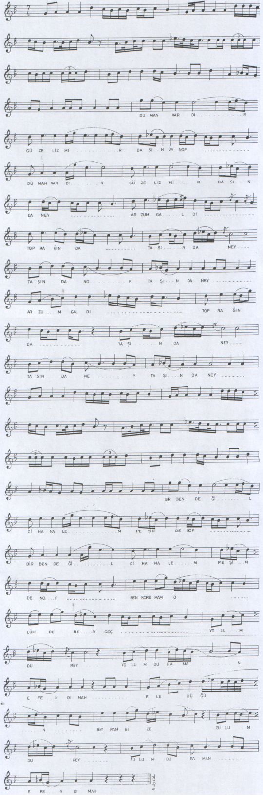 Duman Vard�r G�zel �zmir Ba��nda T�rk�s�n�n Notas�