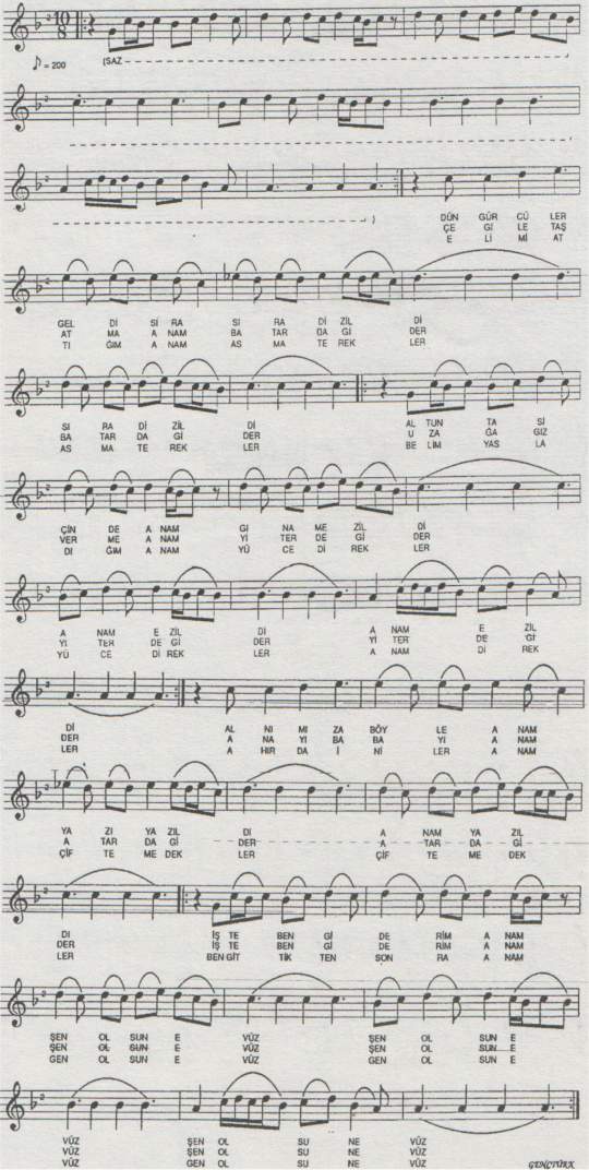 D�ng�rc�ler Geldi S�ra S�ra Dizildi T�rk�s�n�n Notas�