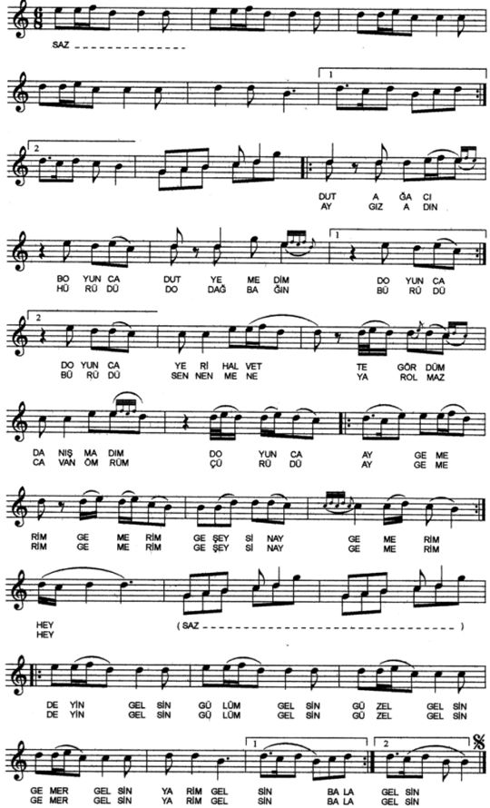 Dut A�ac� Boyunca T�rk�s�n�n Notas�
