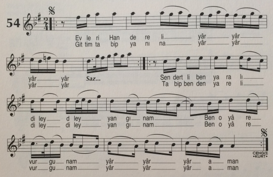Evleri Handereli T�rk�s�n�n Notas�