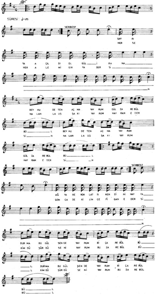 Gayr�ya A��ld� Ol G�l-i Rana T�rk�s�n�n Notas�