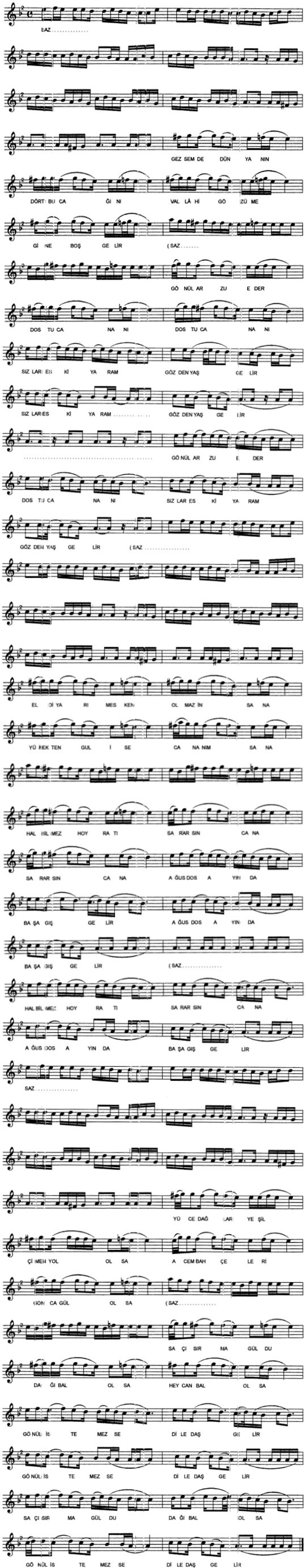 Gezsem de D�nyan�n D�rt Buca��n� T�rk�s�n�n Notas�