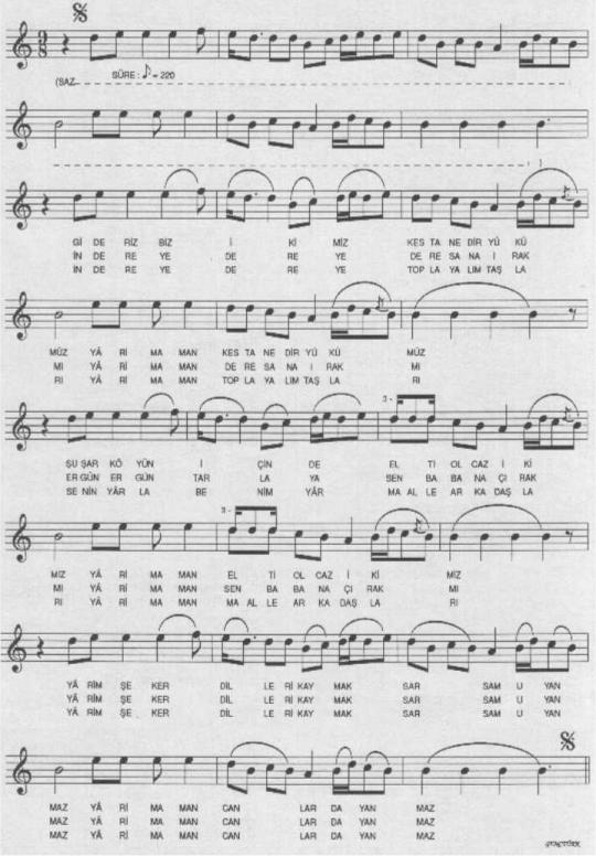 Gideriz Biz �kimiz T�rk�s�n�n Notas�