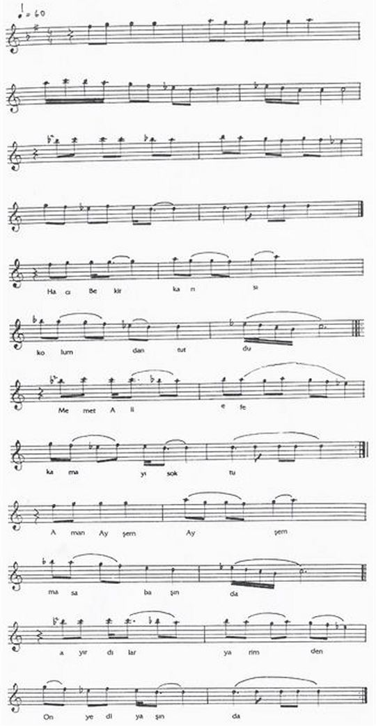 Hac�bekir Kar�s� (Ay�em) T�rk�s�n�n Notas�