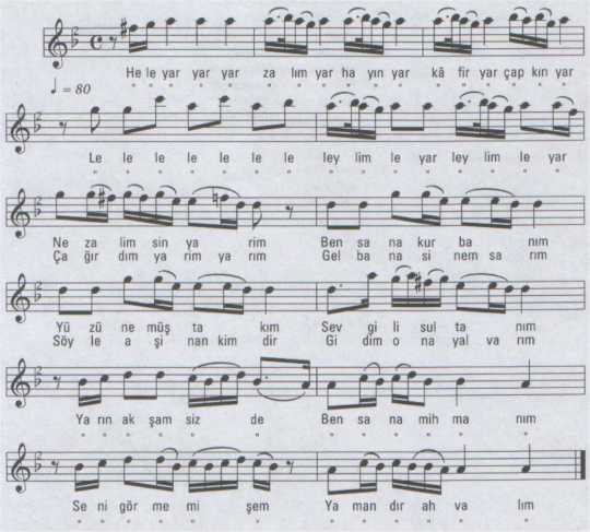 Hele Yar Yar T�rk�s�n�n Notas�