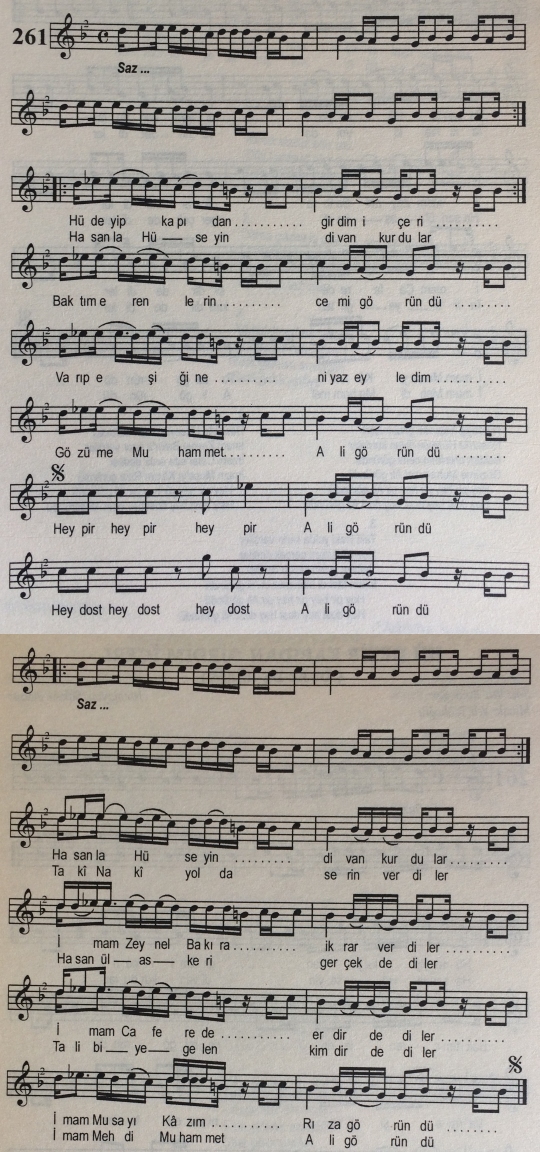 Hu Deyip Kap�dan Girdim ��eri T�rk�s�n�n Notas�
