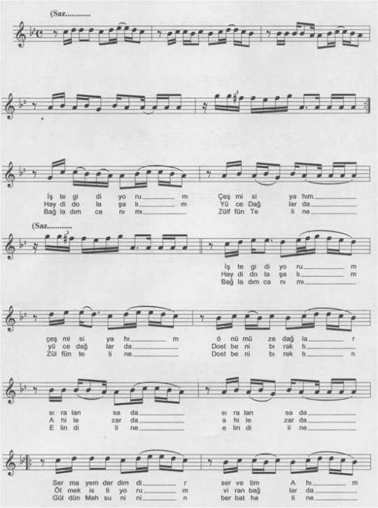 ��te Gidiyorum �e�mi Siyah�m T�rk�s�n�n Notas�