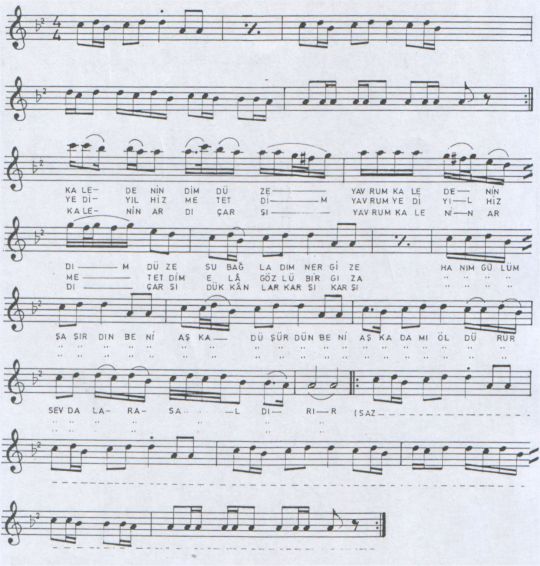Kaleden �ndim D�ze T�rk�s�n�n Notas�
