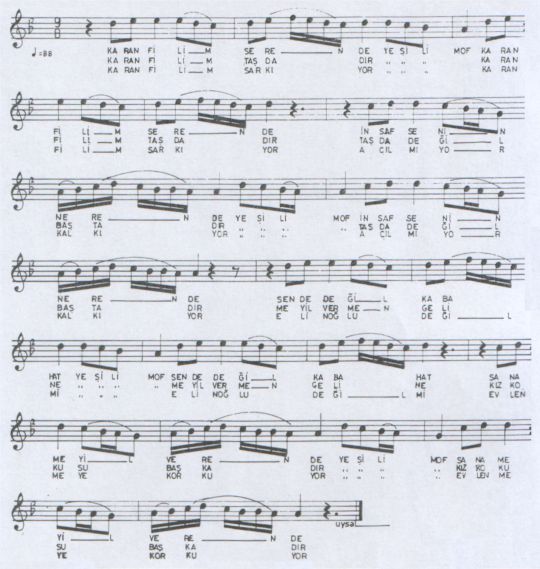 Karanfilim Serende (Ye�ilim Of) T�rk�s�n�n Notas�