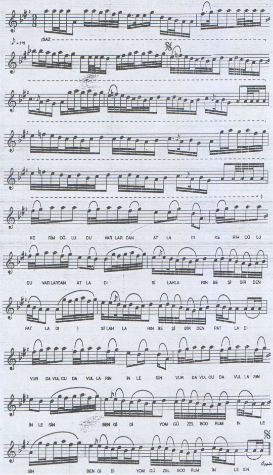 Kerimo�lu Zeybe�i T�rk�s�n�n (3.Varyant) Notas�