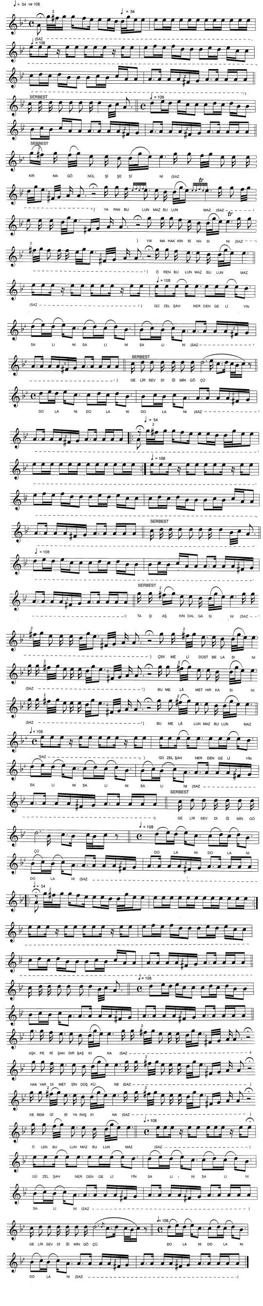 K�rma G�n�l �i�esini T�rk�s�n�n (2.Varyant) Notas�