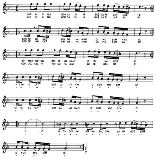 K�rm�z� G�l Goncas�n� Ba�larlar T�rk�s�n�n Notas�