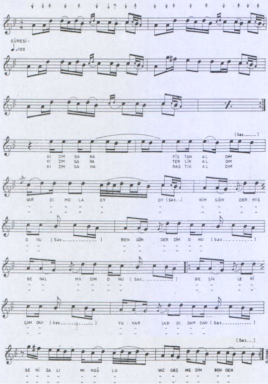 K�z�m Sana Fistan Ald�m T�rk�s�n�n Notas�