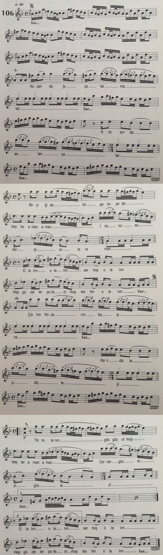 Kozan Da�� �atal Matal T�rk�s�n�n (2.Varyant) Notas�