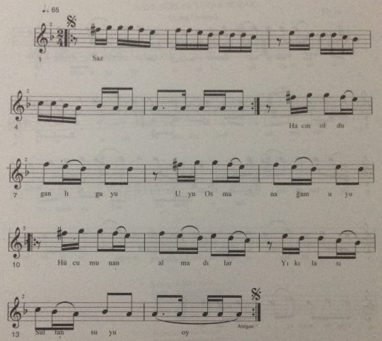 Melek Han�m'�n A��d� T�rk�s�n�n Notas�