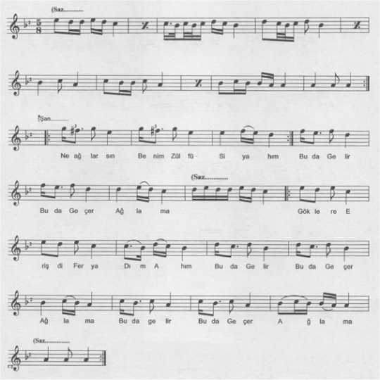 Ne A�lars�n Benim Z�lf� Siyah�m T�rk�s�n�n Notas�