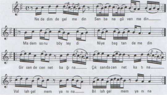 Ne Dedim De Gelmedin T�rk�s�n�n Notas�