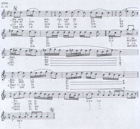 Ne Ho� �mi� (�arda�'�n Sular�) T�rk�s�n�n Notas�