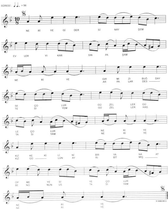 Neriye Gidersin Ay�em T�rk�s�n�n Notas�