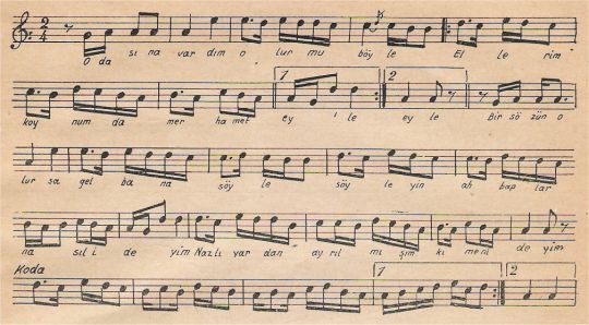 Odas�na Vard�m Olur Mu B�yle T�rk�s�n�n Notas�