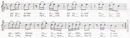 Oklav�yam Paz�yam T�rk�s�n�n (2.Varyant) Notas�