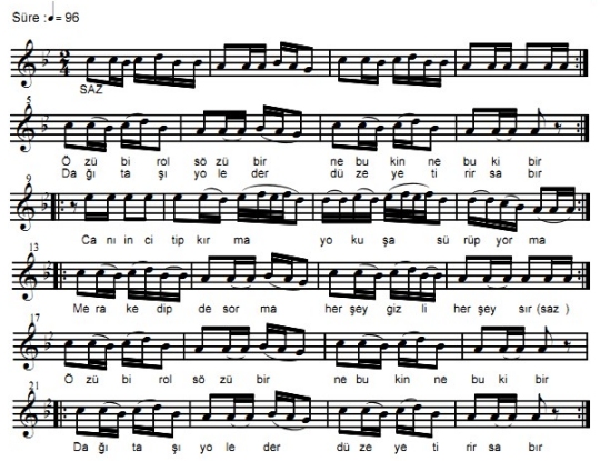 �z� Bir Ol S�z� Bir T�rk�s�n�n Notas�